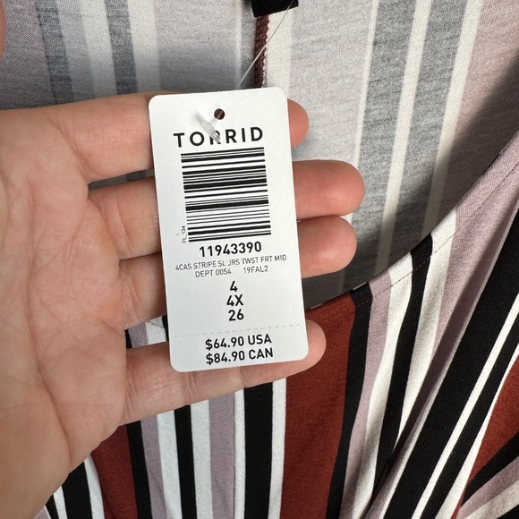 NEW Torrid 4 Women's Sleeveless Striped Twist Front Dress Bodycon Size 26 - Picture 4 of 14
